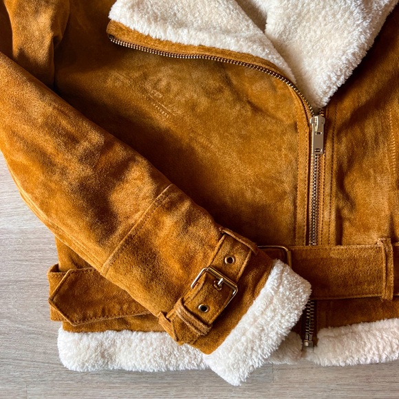 Zara Real Suede Sherpa Jacket - Picture 4 of 6
